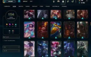 Prata 1 com TODOS os champs e 156 Skins + 4 Prestigios
