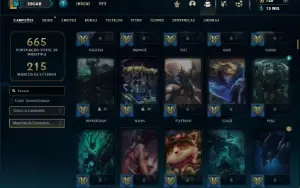 Prata 1 com TODOS os champs e 156 Skins + 4 Prestigios