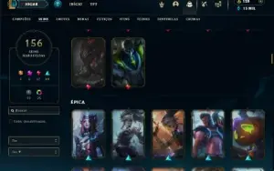 Prata 1 com TODOS os champs e 156 Skins + 4 Prestigios