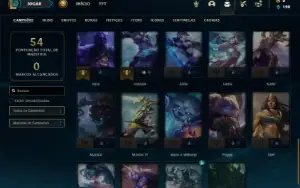 Bronze 3 com 40 Champs e 4 Skins + 4 Fragmentos