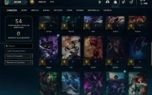 Bronze 3 com 40 Champs e 4 Skins + 4 Fragmentos