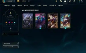 Bronze 3 com 40 Champs e 4 Skins + 4 Fragmentos