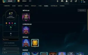 Bronze 3 com 40 Champs e 4 Skins + 4 Fragmentos