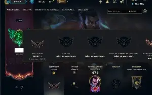 Ferro 1 com TODOS os Champs e 160 Skins ( Nivel 419 )