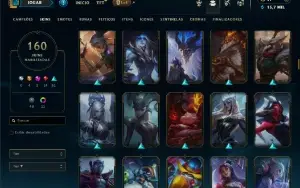 Ferro 1 com TODOS os Champs e 160 Skins ( Nivel 419 )