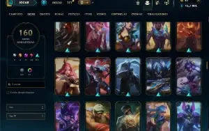 Ferro 1 com TODOS os Champs e 160 Skins ( Nivel 419 )