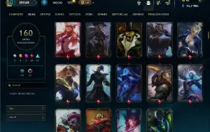 Ferro 1 com TODOS os Champs e 160 Skins ( Nivel 419 )
