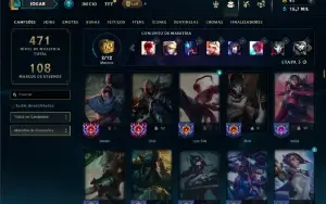 Ferro 1 com TODOS os Champs e 160 Skins ( Nivel 419 )