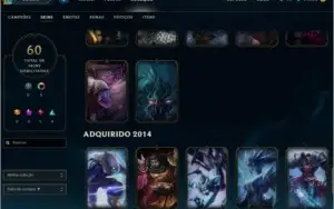 Conta lol diamante 5, faltando 4 campeõs, 60 skins