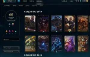Conta lol diamante 5, faltando 4 campeõs, 60 skins