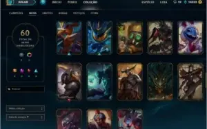 Conta lol diamante 5, faltando 4 campeõs, 60 skins