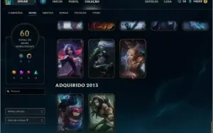 Conta lol diamante 5, faltando 4 campeõs, 60 skins