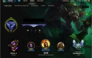 Conta lol diamante 5, faltando 4 campeõs, 60 skins