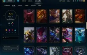 Conta lol diamante 5, faltando 4 campeõs, 60 skins