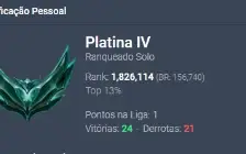 Conta Platina 4 - 53%WinRate **Full Acesso** 