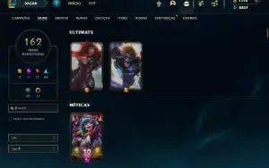 Bronze 1 com TODOS os champs e 162 Skins + 1100 RP