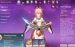 Conta Genshin Impact AR 5 com Yelan, Yae Miko e Atlas Celest