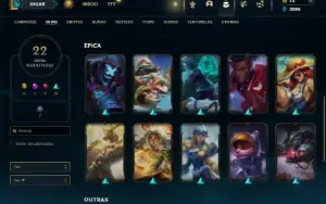 Unranked com 50 Champs e 22 Skins + 4 Fragmentos