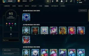 Unranked com 50 Champs e 22 Skins + 4 Fragmentos