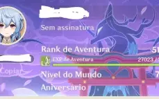 Conta Genshin AR 51 com Ganyu C5