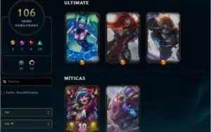 conta PlatinaI V 106 skins mmr bom all champs