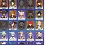 Xiao, DilucC1, Hutao, Mona, Tartaglia, Jean, Zhongli