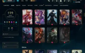 Platina 2 com TODOS os Champs e 129 Skins ( MAIN ADC )