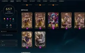 CONTA 657 SKINS!! PRECINHO ACOMPANHA DADOS DE CRIAÇÃO!!!