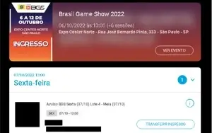 Ingresso BGS - Dia 07/10 (sexta-feira)