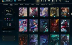 Platina 4 com TODOS os champs e 276 Skins + 110 Cromas