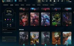 Platina 4 com TODOS os champs e 276 Skins + 110 Cromas
