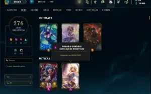 Platina 4 com TODOS os champs e 276 Skins + 110 Cromas