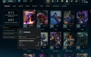 Platina 4 com TODOS os champs e 276 Skins + 110 Cromas