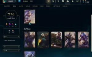 Platina 4 com TODOS os champs e 276 Skins + 110 Cromas