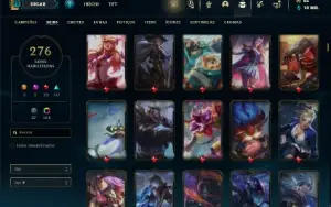 Platina 4 com TODOS os champs e 276 Skins + 110 Cromas