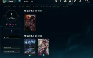 Conta platina 3 com 22 Champs e 3 Skins + 15 Espolios