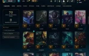 Mestre com 70 Champs e 8 Skins ( 390 PDL )