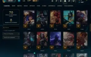 Mestre com 70 Champs e 8 Skins ( 390 PDL )