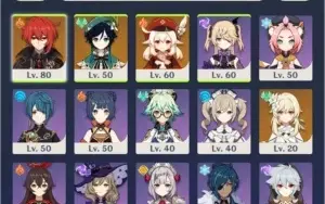 Genshin Impact Diluc, Venti e Klee Rank 41