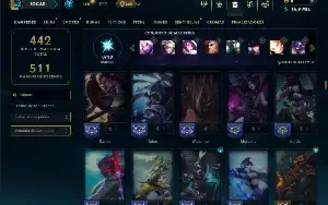Unranked com 150 Champs e 200 Skins ( TOP / MID / SUP )