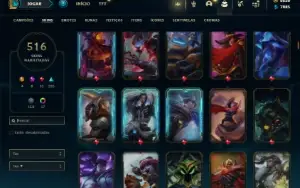 Unranked com TODOS os champs e 516 Skins + 6500 RP