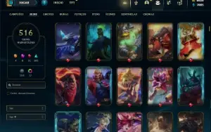 Unranked com TODOS os champs e 516 Skins + 6500 RP
