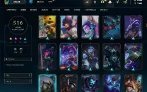 Unranked com TODOS os champs e 516 Skins + 6500 RP