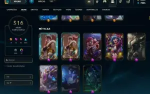Unranked com TODOS os champs e 516 Skins + 6500 RP