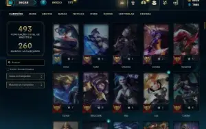 Unranked com TODOS os champs e 516 Skins + 6500 RP