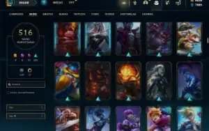 Unranked com TODOS os champs e 516 Skins + 6500 RP