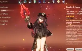 Conta Genshin com Hutao/Báculo de Homa + outros T5
