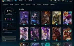 Conta Ouro 1 Com 156 Champs e 173 skins (7 vitoriosas)