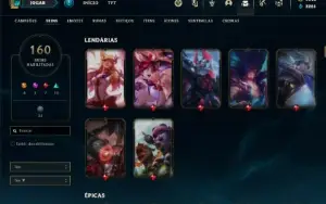 Conta Unranked com TODOS os champs e 160 Skins ( MAIN ADC )