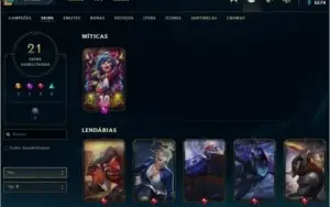 Conta League of Legends - Skins